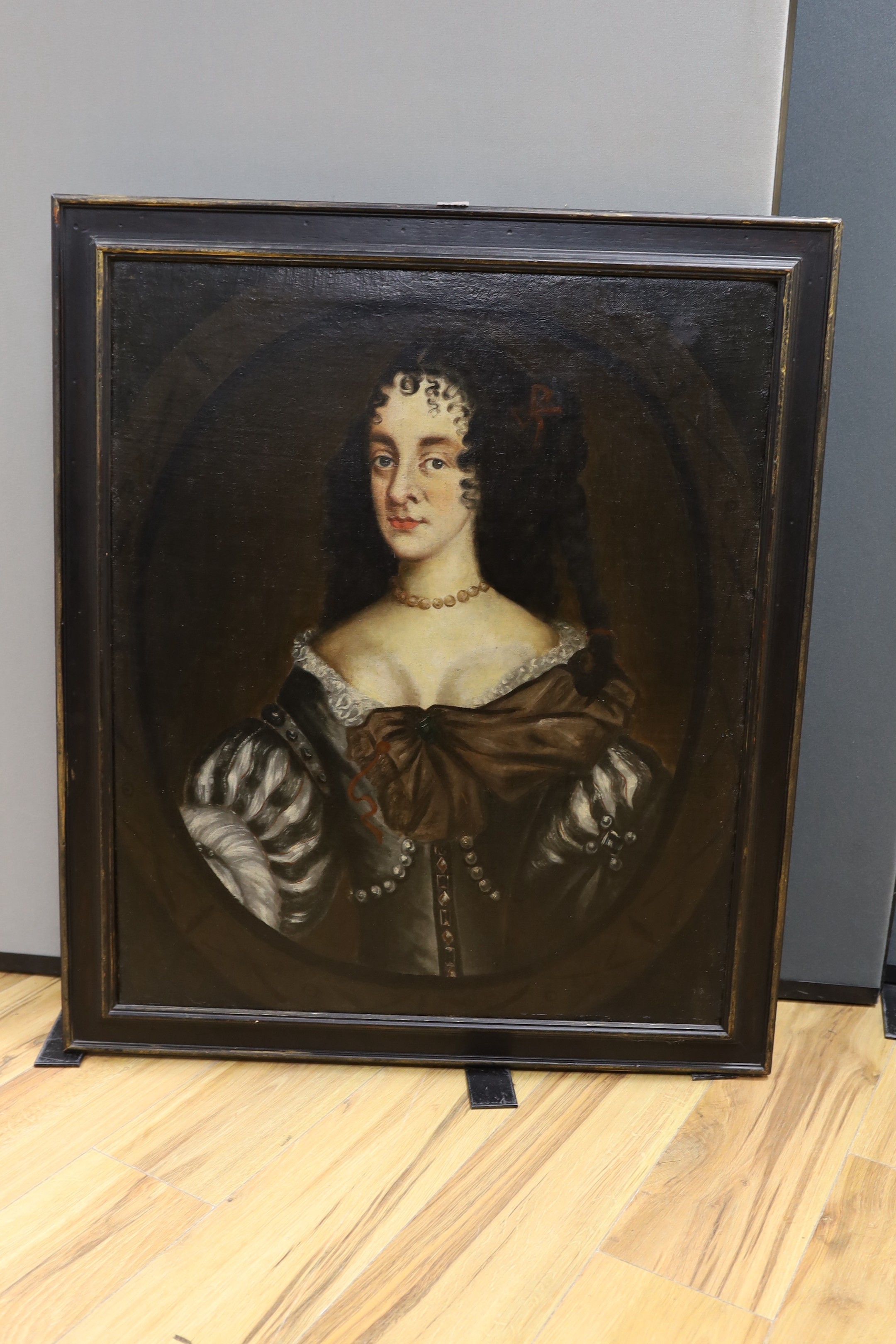 Late 17th century English School, oil on canvas, Portrait of a lady, thought to be Henrietta Maria, 78 x 66cm